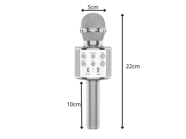 [2F] Trådløs mikrofon bluetooth karaoke højttaler rund med etui forskellige positioner Silver silver