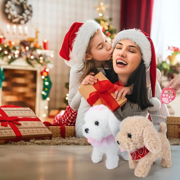 Interactive Plush Dog with Wagging Tail & Barking Function – Playful Puppy with Grooming Kit for Kids Ages 3-6 White