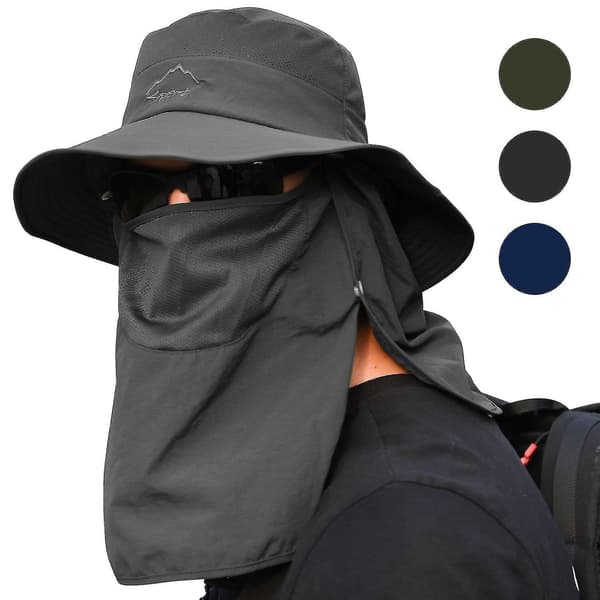 [2F]Fiskarhatt med bred skärm Solhatt Sommar Utomhus UV-skydd Män Het Grey