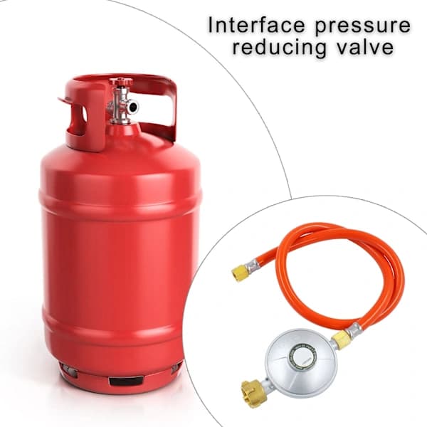 50 mbar trykregulatorsæt justerbar aluminiumsregulator til gassystemer med slange, orange 1/4 tomme—dt