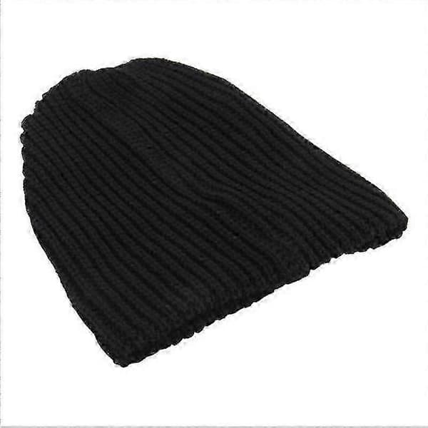 Män Stickad Slouch Mössa Baggy Varm Oversize Skateboard Keps Black