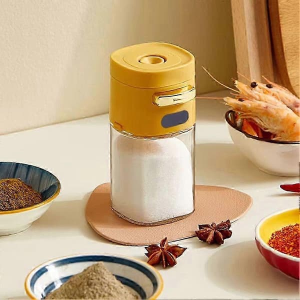 Glassaltkar med presskontroll 180 ml för hemlagning Yellow
