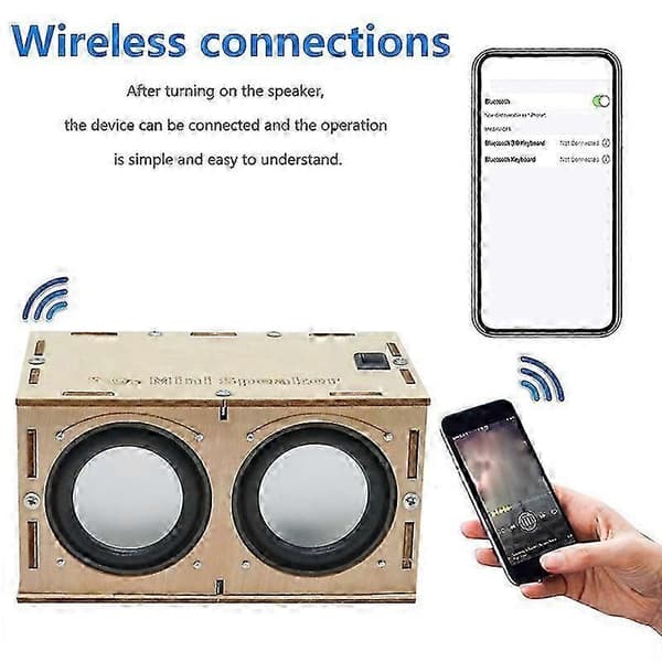 [2F]DIY Bluetooth-högtalarboxsats Elektronisk ljudförstärkare Bygg din egen bärbara trälåda Bluetooth