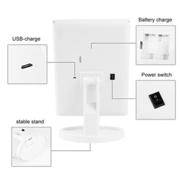 UNIQ LED Trifold Hollywood Makeupspejl - Hvid
