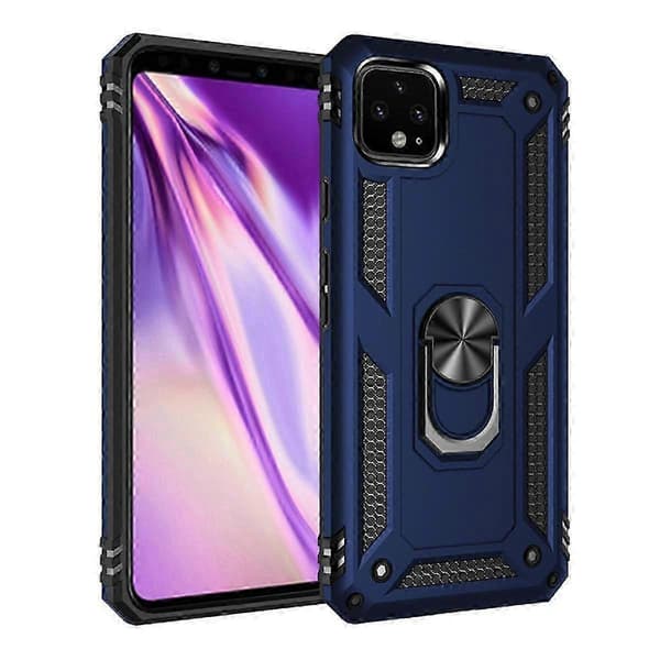 Kompatibel med Google Pixel4XL Militært støtsikkert telefondeksel Google Ringholder 2 i 1 beskyttelsesdeksel Blå