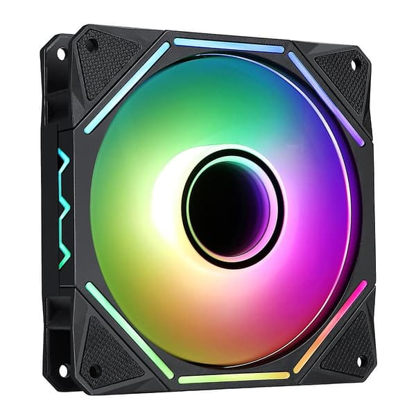 ARGB LED 120mm Chassifläkt, Aura Sync Tyst Högt Luftflöde Justerbar Färg LED-fläkt Black Anticlockwise