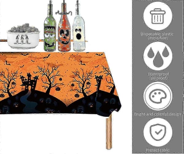 Halloween festdekorasjoner - Vanntett engangsduk, 130x220cm, Lilla gresskar 26s