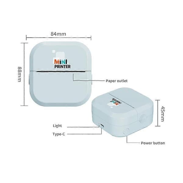 (Ny) P1 Mini Bärbar Bläckfri Termisk Bluetooth-skrivare Exportversion White