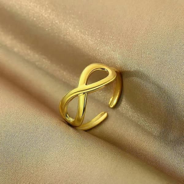 【2F】QIAMNI Infinity Love Eig2F Knot Open Knuckles Ringe Rustfrit Stål Delikat Bryllupsgave Løfte Evig Uendelig Ring Smykker 7 SILVER PLATED