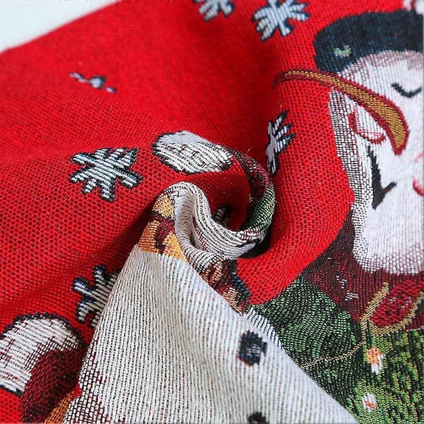 Julebordløper Broderte Snømann Duk Polyester Bomull Rød Julebrikke Dekorasjon Julepynt Rød 1 stk