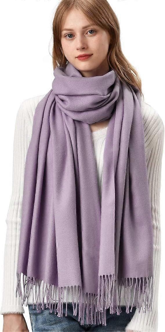 Kasjmirskjerf Pashmina Dame 78\"x28\" Ekstra Store Kasjmirskjerf for Vinter-lingling Dark Lavender
