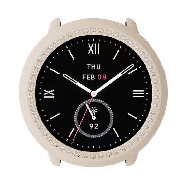 Timanttinen puolipeittävä PC-kellon suojakotelo Amazfit Active 2:lle Ivory White