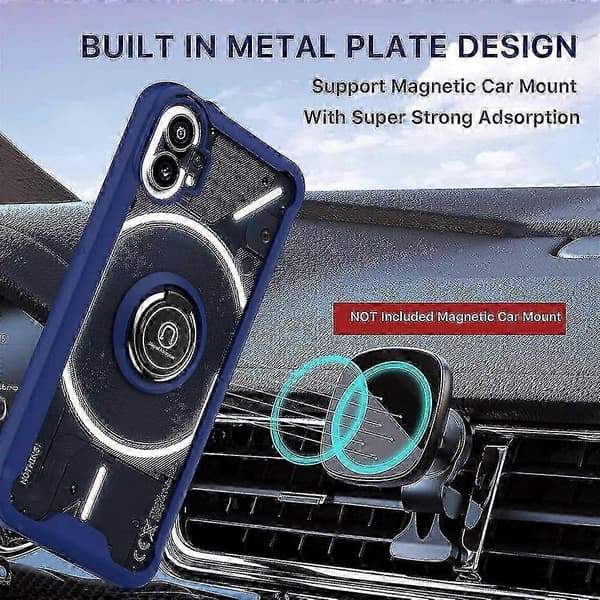 Armor Matte-deksel til Nothing Phone 1 - Hardt PC-beskyttelsesdeksel med ringholderstativ Lyseblå Light Blue For Nothing Phone 1