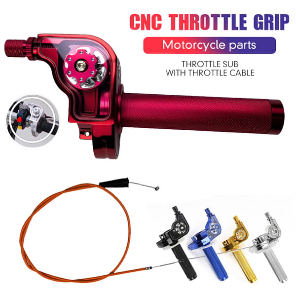 Motorcykel 22mm CNC Gasgreb Aluminium Med Kabel Accelerator—2f Red