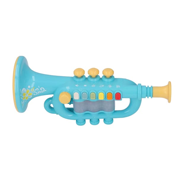 [2F]Blåt hornlegetøj, simulationsdesign, dynamisk lyseffekt, musikinstrument, strengelegetøj, gave til børn over 3 år
