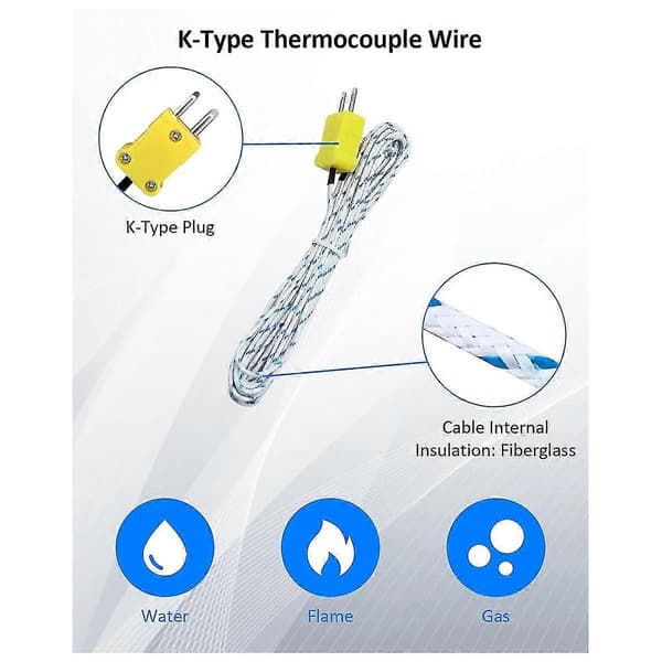 10st 3 meter K Typ Mini-kontakt Termoelement Temperaturprob Sensor -50-350c Temperatursensor
