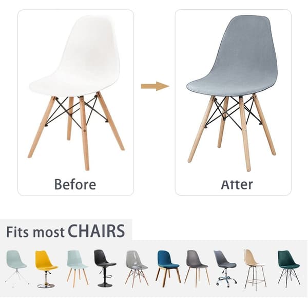 Ensfarget Stolsetetrekk Stretch Armløs Spisestuestol T—2f dark grey