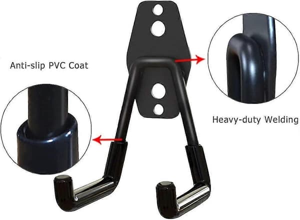 2-pack garage storage tool hooks, garden tool organizer, wall-mounted steel hooks, small U-hooks for the garden
