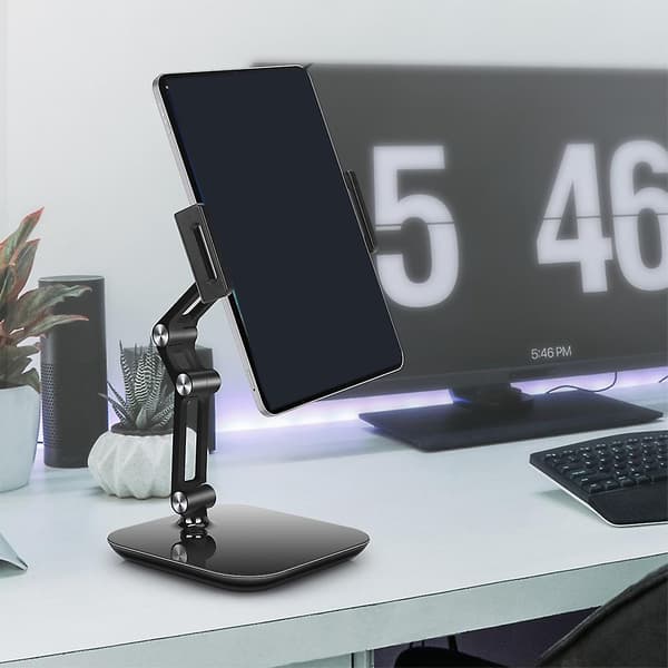 Sammenleggbart telefonstativ 360 justerbar aluminiumsbrakettholder for 4-12,9 tommer