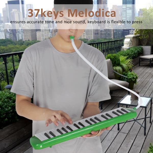 [2F] Melodika i plast for barn, 37 tangenter, gave til barn, musikkinstrumentsett (grønn)