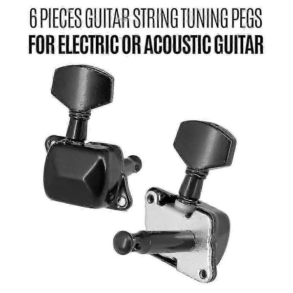 Gitarrsträngstämskruvar Halvslutna Stämskruvar Stämapparater För Elgitarr Akustisk Gitarr (6 Höger, Silver) N Black 3L and 3R