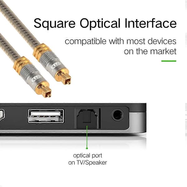 EMK YL-A 2m OD8.0mm Gullbelagt Metallhode Toslink Mann til Mann Digital Optisk Lydkabel Not Specified