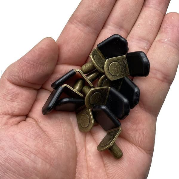 [2F]Bronze hyldebeslag, glasbeslag til møbler, skabe, reoler, stiftformet hyldebeslag, 30-pak.