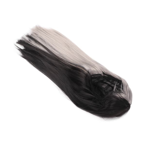 Pitkä, suora, musta, harmaa peruukki, trendikäs cosplay-asu Halloween-juhliin
