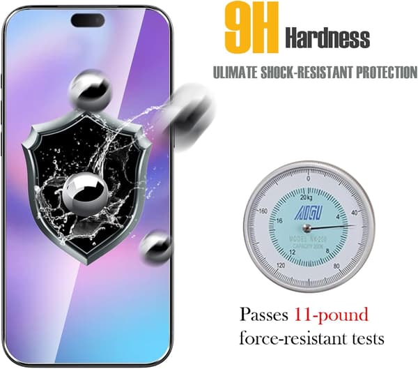 2-pack iPhone 17, 17 Air, 17 Pro, 17 Pro Max, 5G skärmskydd iPhone härdat glas, anti-rep, full täckning