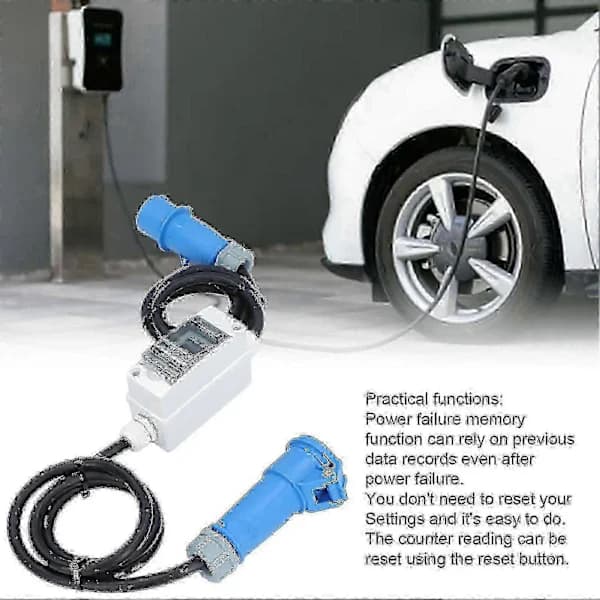 [2F]AC 220V 16A 3-polet CEE-stik med LCD digitalmåler digital strømmåler til autocamper elbil