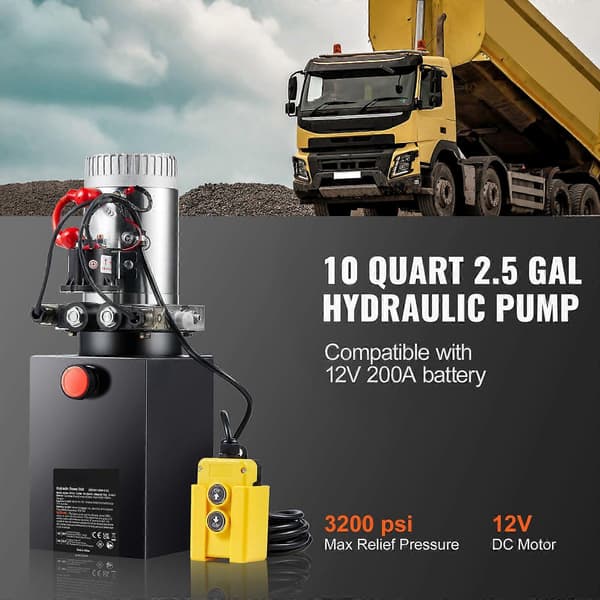 【2F】Hydraulisk pumpe, 10 Quart hydraulisk kraftenhed, dobbeltvirkende dumperpumpe, til dumperbilsløft