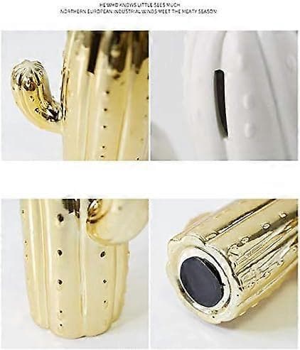 【2F】Keramisk kaktus sparegris, dekorativ gave til stue vinskap. gold