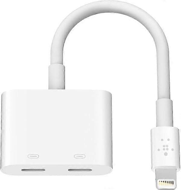 2026 Senaste modellen Lightning Audio + Charge Rockstar, iPhone Lightning Audioadapter - Vit Lightning[2F]