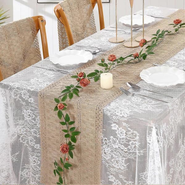 Boho Jute Bordslöpare, Vävd Rustik Höstdekoration för Lantkök & Soffbord Style1 30x120cm
