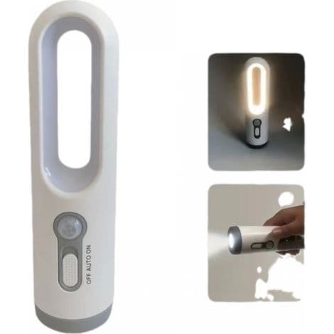 Bærbar 2-i-1 LED-nattlampe, hvit, øyebeskyttende