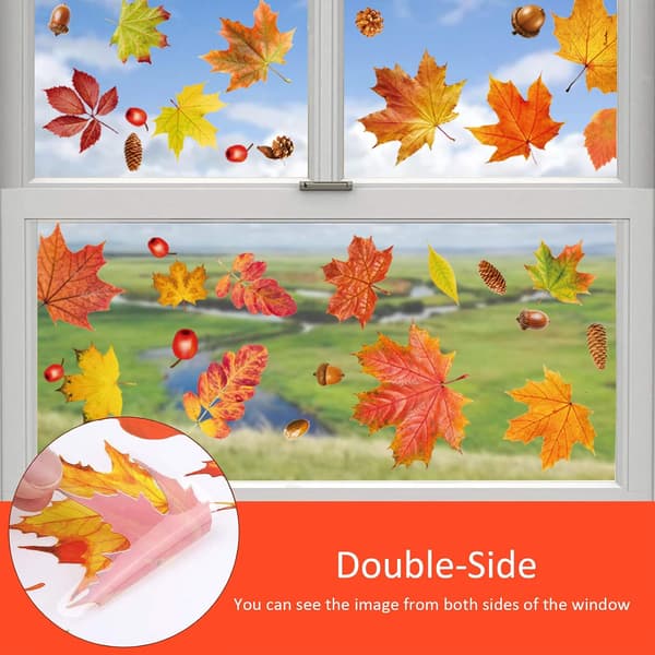 Maple Leaf Window Decals, Static Clings, Harvest Festival Window Decals Window Decorations 12 Pieces Window Decals Thanksgiving Window