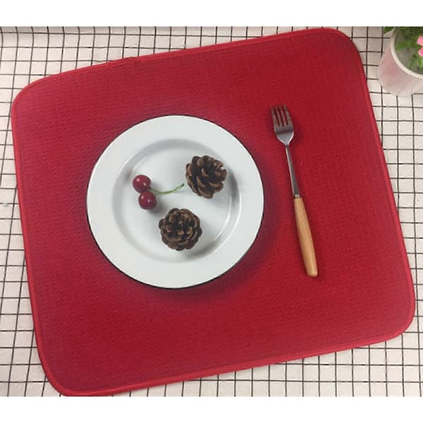 Diskmatta i mikrofiber - Stor absorberande diskbänksmatta, vändbar köksbänksdyna för disk Red