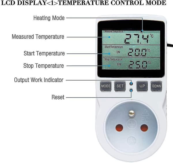[2F]Digital temperaturkontroller oppvarming kjøling termostat plugg LCD temperaturkontroller 230V For