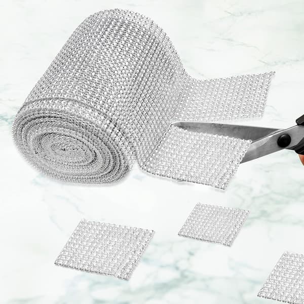 [2F]12cm 24-rads sydd Rhinestone-bånd Sølv - Rhinestone-rull