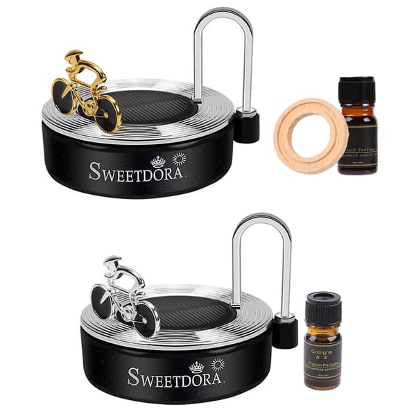 Bilduftfrisker Solenergi Roterende Eterisk Olje Aromaterapi Diffuser Gaver Black