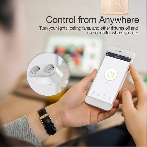 Smartkontakt APP Fjernstemmestyring 16A EU-plugg WiFi Smartplugg Stikkontakt Strømovervåking