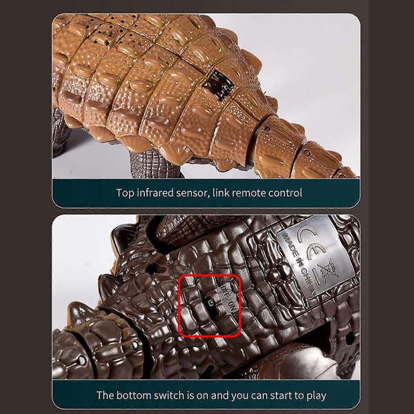 [2F]Fjernstyrt leketøysdinosaur elektrisk simulert Ankylosaurus-ryggleke for barn