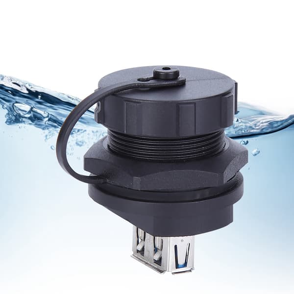 Waterproof USB Connector Copper Contact PA66 Insulator USB3.0 Dual Female Dust Cover