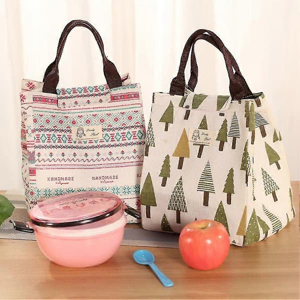Bärbar termiskt isolerad Bento-lunchlåda kylväska picknickförvaringsväska Tree