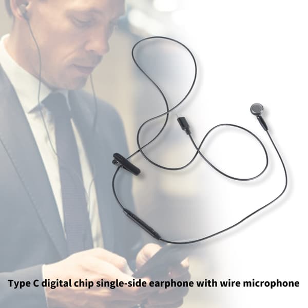 [2F]Enkel-sidig Mono Hörlur Mono Trådbundet Headset USB Typ C Hörlurar