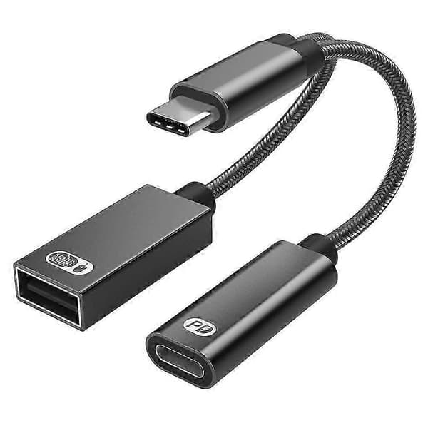 i 1 PD 60W USB C OTG ladeadapterkabel Type C til USB 2.0 datakonverter for bærbar PC A Black