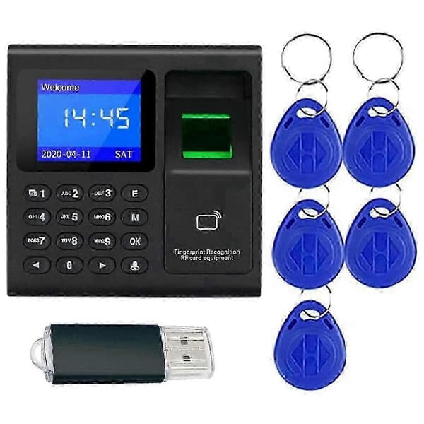 【2F】Fingeravtrykk-tidsur for ansattes oppmøte med passord Black
