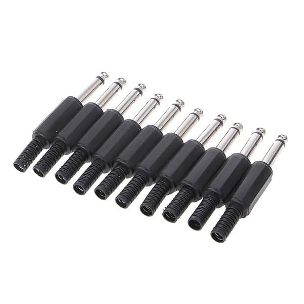10 stk 6,35 mm hann 1/4\" mono jackpluggkontakt jackadapter