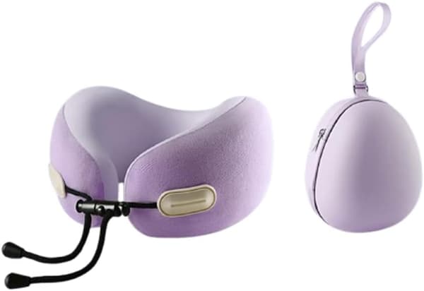 Nackkudde i Memory Foam för Resor - Ergonomisk och kompakt design, lämplig för flygresor, bilresor och långdistansresor purple
