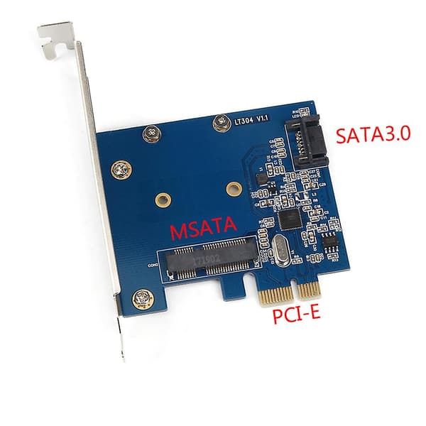 PCIe X1 til MSATA SSD + SATA3.0 utvidelseskort PCI for Express Mini SATA SSD-adapter